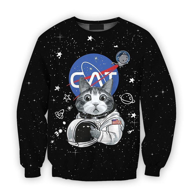 3D all over print cat astronaut-Apparel-HbArts-Sweatshirt-S-Vibe Cosy™