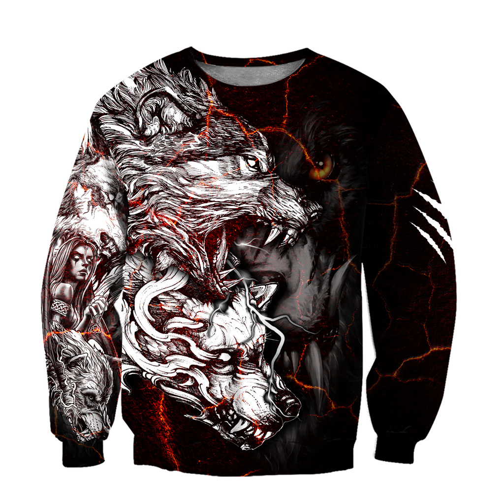 Red Thunder Wolf Tattoo All Over Printed Unisex Shirt