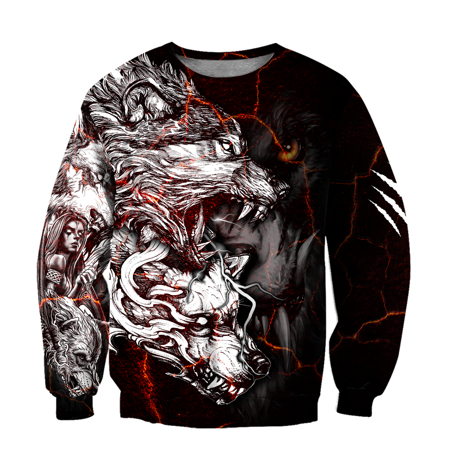 Red Thunder Wolf Tattoo All Over Printed Unisex Shirt