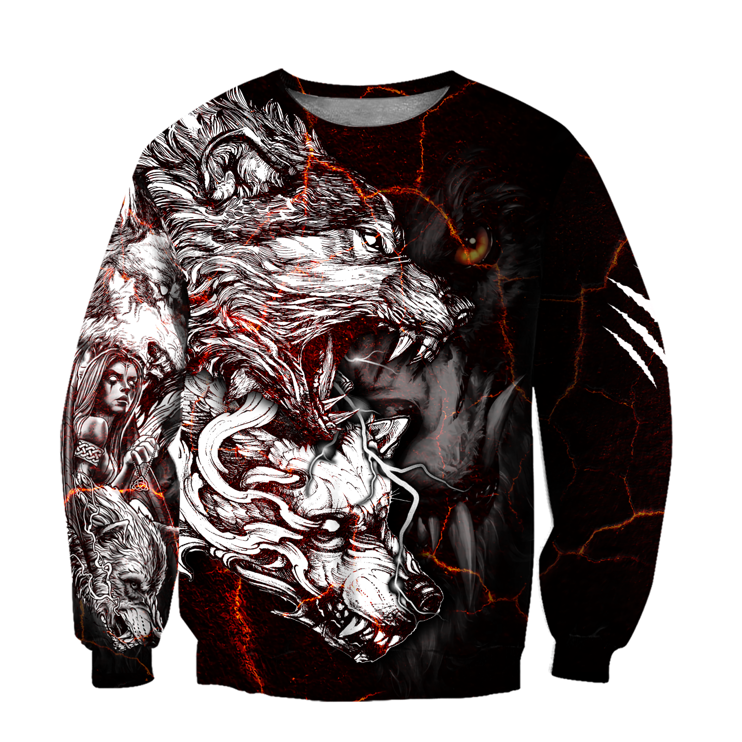 Red Thunder Wolf Tattoo All Over Printed Unisex Shirt