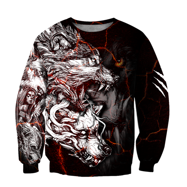 Red Thunder Wolf Tattoo All Over Printed Unisex Shirt