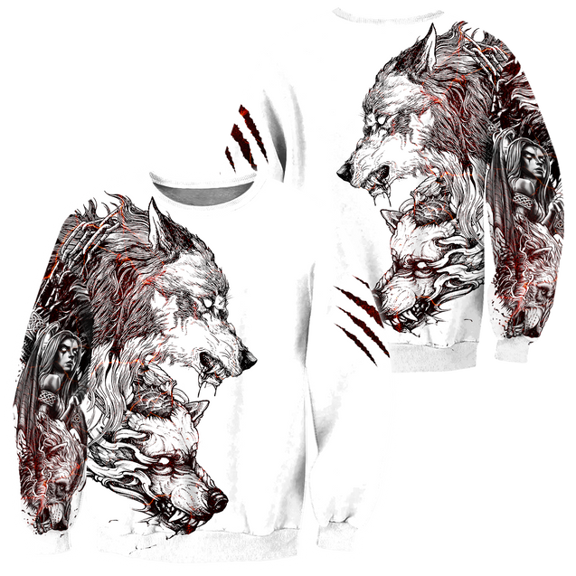 Tattoo Wolf Hoodie T Shirt For Men and Women HAC290502-NM