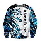 Horse Camo Blue Pattern 3D All Over Printed Shirts Pi050502-Apparel-TA-Sweatshirts-S-Vibe Cosy™