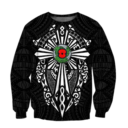 New zealand anzac, lest we forget maori cross tattoo 3d all over printed shirt and short for man and women MH3006201-Apparel-PL8386-Sweatshirt-S-Vibe Cosy™