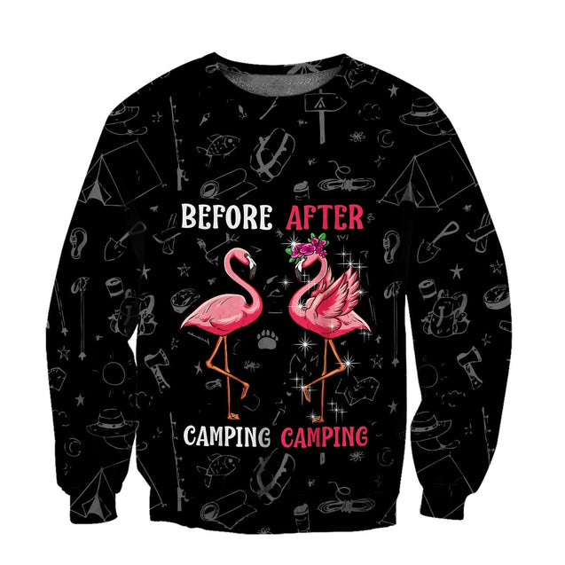 Beautiful All Over Printed Flamingo Before And After Camping Hoodie MH250820-MEI