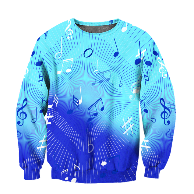 Music Notes Blue 3D All Over Printes-Apparel-HP Arts-Sweatshirt-S-Vibe Cosy™