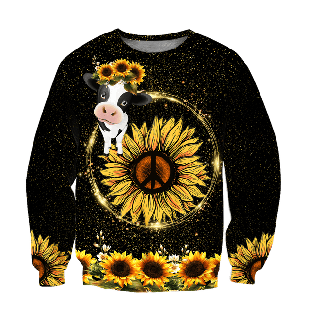 Awesome Cow And Sunflower 3D All Over Printed Shirts