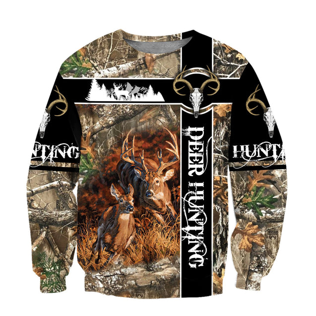 Deer Hunting Camo Over Printed Unisex Deluxe Hoodie ML