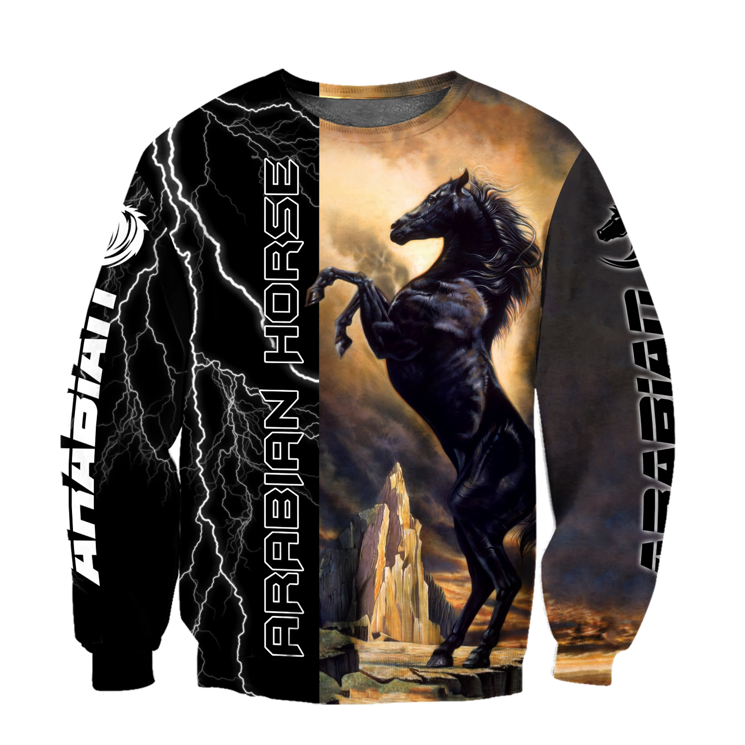 Black Stallion Arabian Horse 3D All Over Printed Shirt Hoodie Pi301202-Apparel-TA-Sweat Shirt-S-Vibe Cosy™