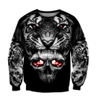 3D Tattoo Skull Tiger Over Printed Shirt for Men and Women