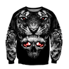 3D Tattoo Skull Tiger Over Printed Shirt for Men and Women