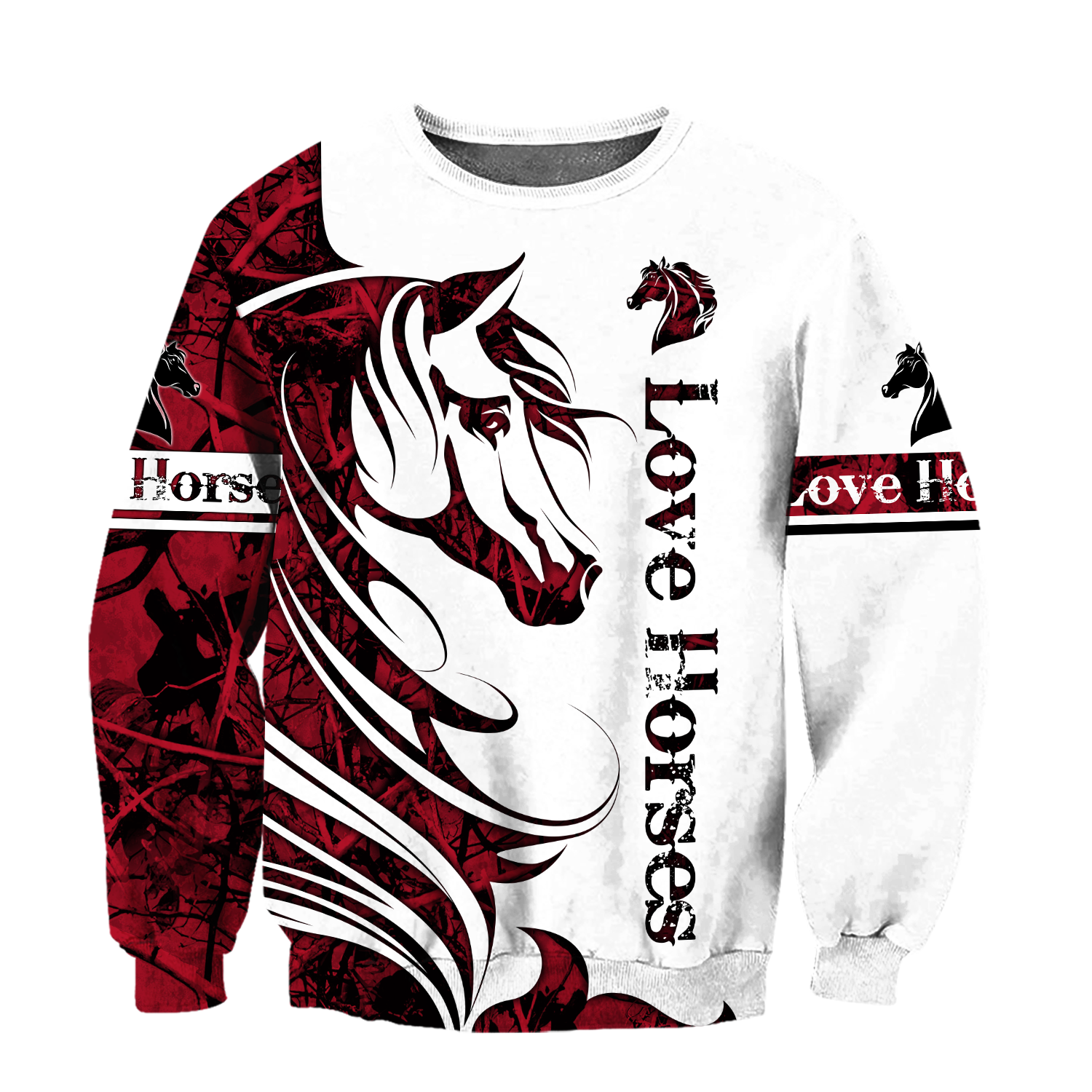 Horse Camo Red 3D All Over Printed Shirts Pi050501S1-Apparel-TA-Sweatshirts-S-Vibe Cosy™