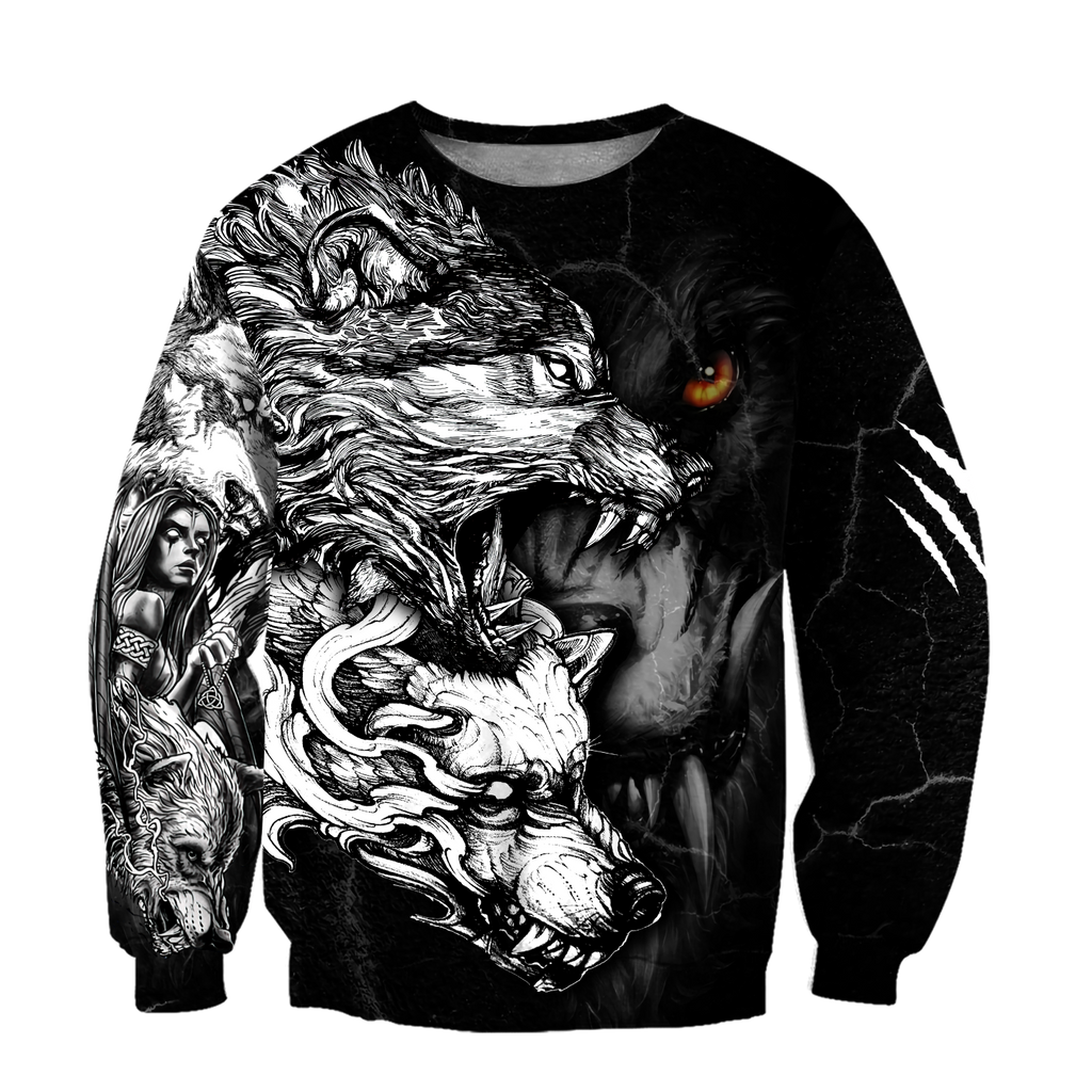 Wolf Tattoo Over Printed Shirt For Men and Women