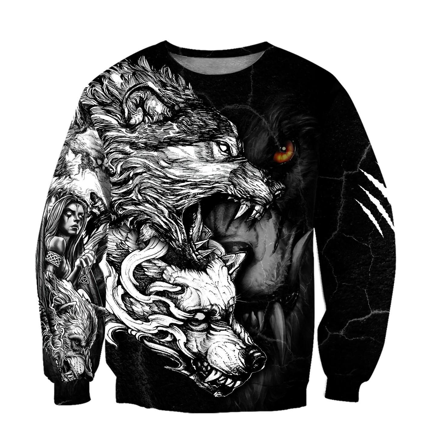 Wolf Tattoo Over Printed Shirt For Men and Women