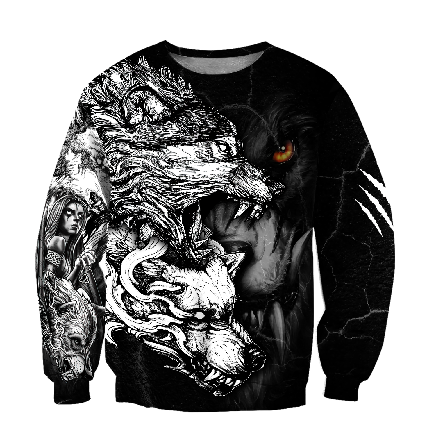 Wolf Tattoo Over Printed Shirt For Men and Women