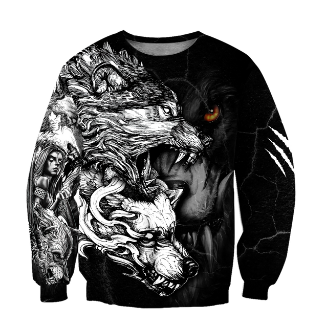 Wolf Tattoo Over Printed Shirt For Men and Women