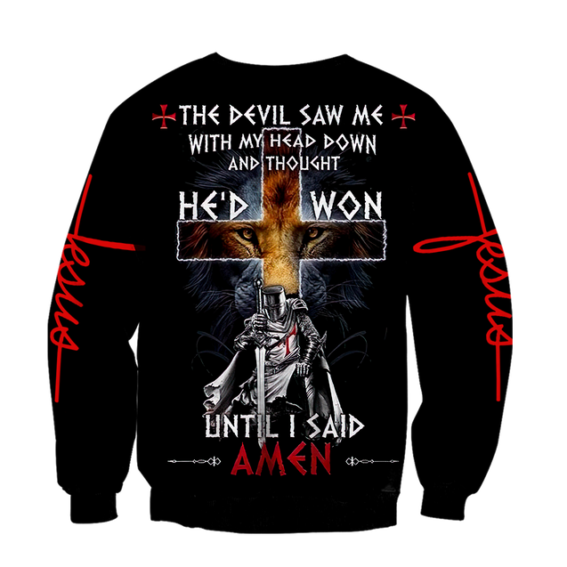 The Devil Saw Me With My Head Down And Thought He'd Won Until I Said Amen-Apparel-HP Arts-Hoodie-S-Vibe Cosy™