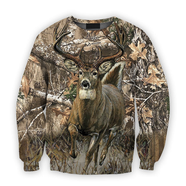 All Over Printed Whitetail Deer Camo Shirts-Apparel-HbArts-Sweatshirt-S-Vibe Cosy™