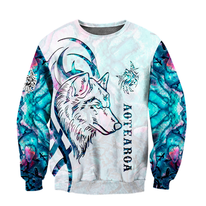 Paua shell wolf tattoo 3d all over printed shirt and short for man and women-Apparel-PL8386-Sweatshirt-S-Vibe Cosy™