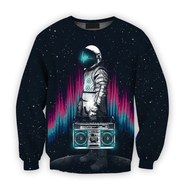 3D All Over Print Astronaut with boombox-Apparel-HbArts-Sweatshirt-S-Vibe Cosy™