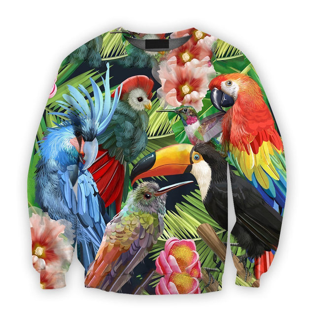 All Over Printed Parrots Shirts H207B-Apparel-HbArts-Sweatshirt-S-Vibe Cosy™