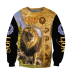 Lion in Wildlife Over Printed Hoodie