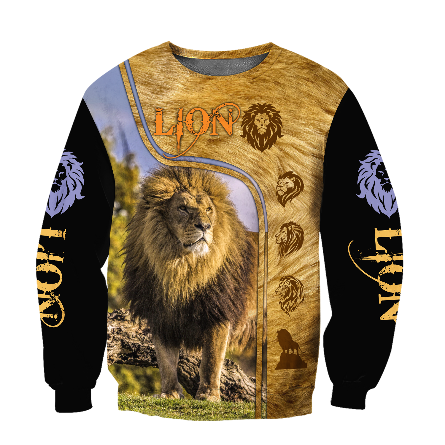 Lion in Wildlife Over Printed Hoodie