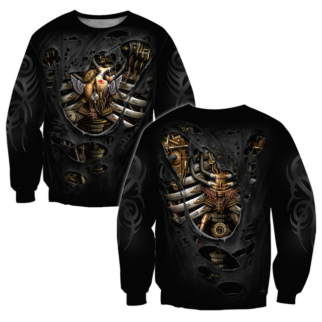 Steampunk Mechanic Skull All Over Printed Hoodie For Men and Women Pi21102002