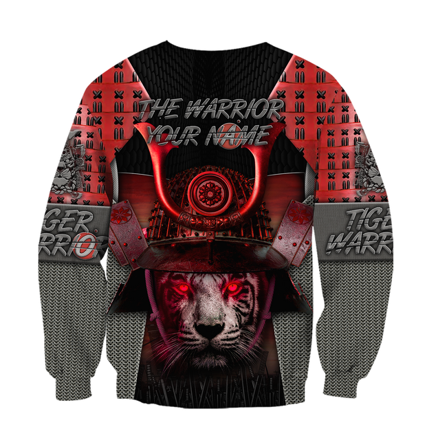 3D Tiger Samurai Warrior Custom Name Hoodie Shirt for Men and Women