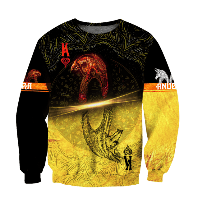 Ace Poker Ancient Egypt Anubis And Ra God All 3D Over Printed Unisex Hoodie ML