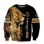 Custom Name February King Lion  3D All Over Printed  Unisex Shirt
