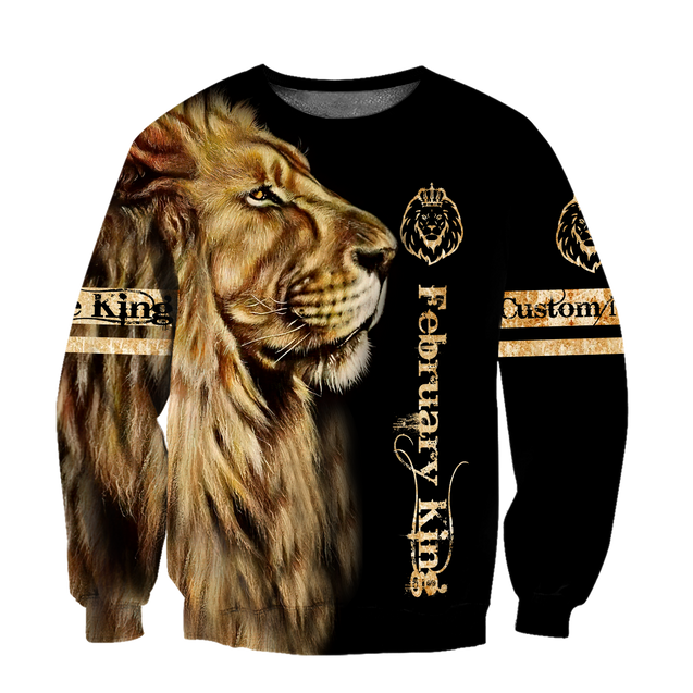 Custom Name February King Lion  3D All Over Printed  Unisex Shirt