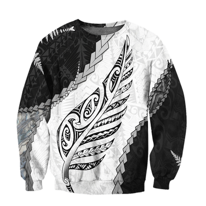 Paua Shell Maori Silver Fern 3d all over printed shirt and short for man and women-Apparel-PL8386-Sweatshirt-S-Vibe Cosy™