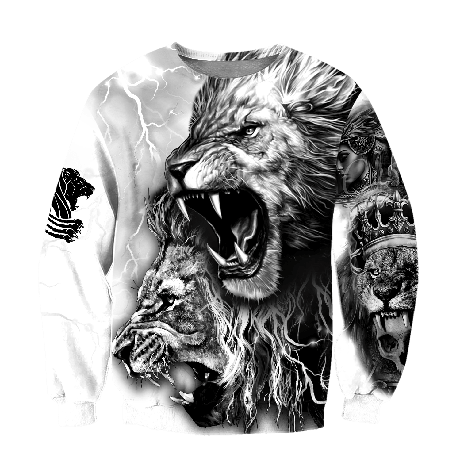 White Lion Tattoo 3D All Over Printed Shirt for Men and Women