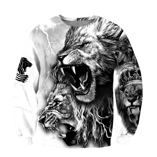 White Lion Tattoo 3D All Over Printed Shirt for Men and Women