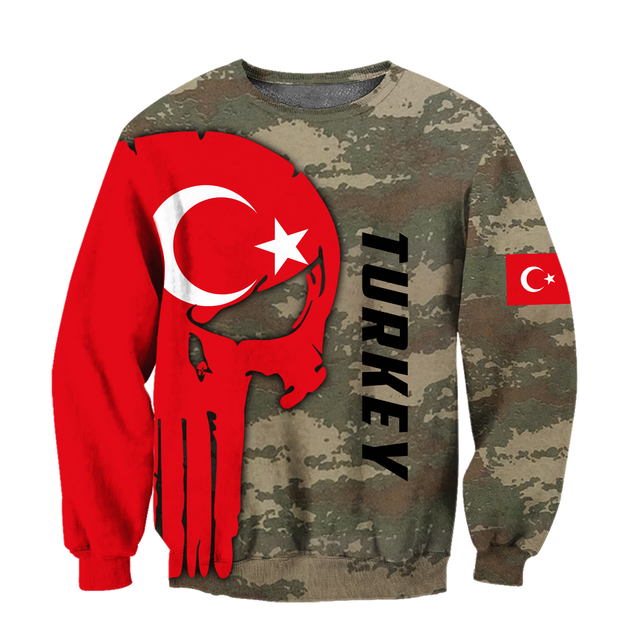 Turkey Skull Flag Camo Style 3D All Over Printed Hoodie Shirt Limited by SUN QB06232006-Apparel-SUN-Sweatshirts-S-Vibe Cosy™