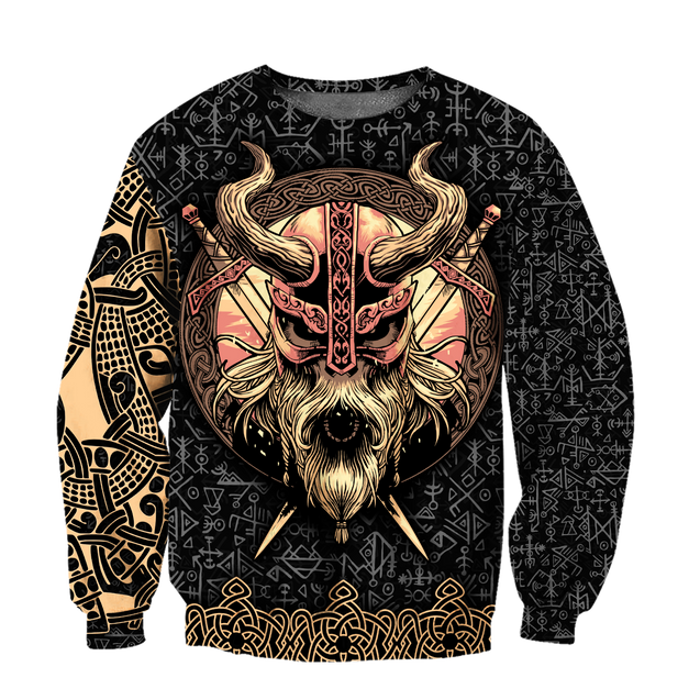 Love Skull Viking 3D all over printed for man and women QB06062004-Apparel-PL8386-Sweatshirt-S-Vibe Cosy™