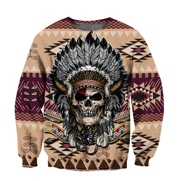 Love Skull native 3D all over printed for man and women QB06062004-Apparel-PL8386-Sweatshirt-S-Vibe Cosy™