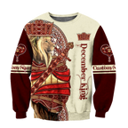 Custom Name December King Lion  3D All Over Printed Unisex Shirts