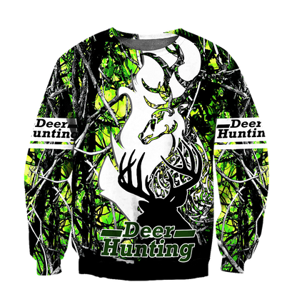 Light Green Deer Hunting 3D All Over Printed Shirts For Men LAM