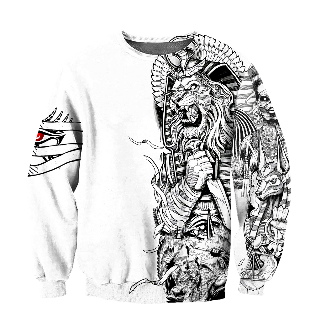 3D Tattoo Ancient Egypt Lion God Over Printed Shirt for Men and Women