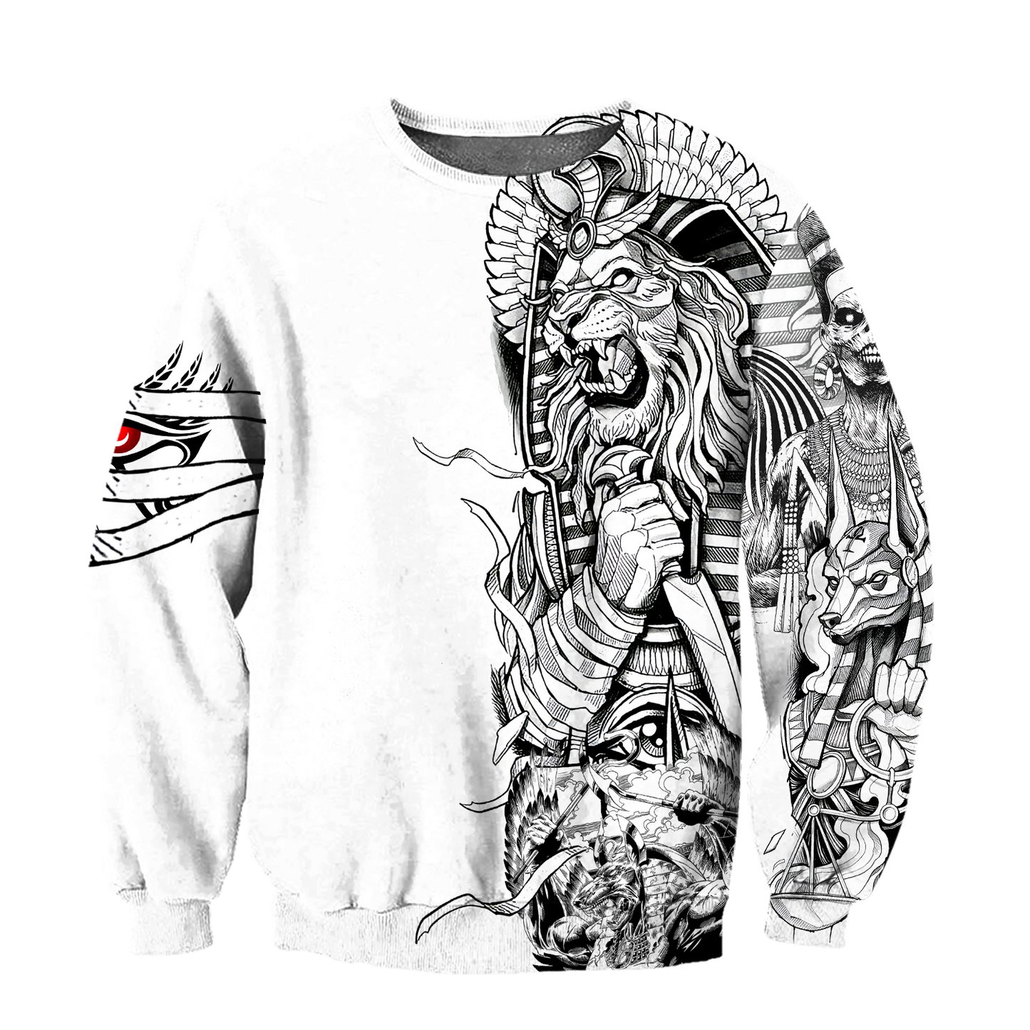 3D Tattoo Ancient Egypt Lion God Over Printed Shirt for Men and Women