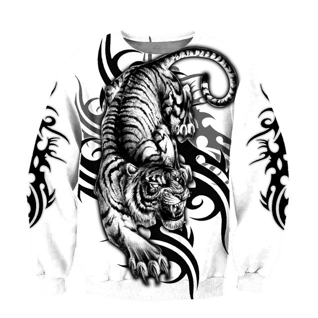 White Tiger Tribal Tattoo 3D All Over Printed Shirts For Men and Women