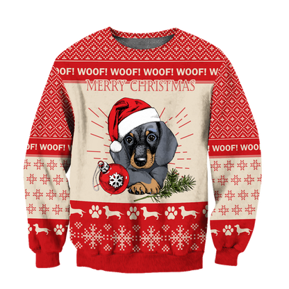 Premium Christmas Dachshund Dog Red Unisex Shirts