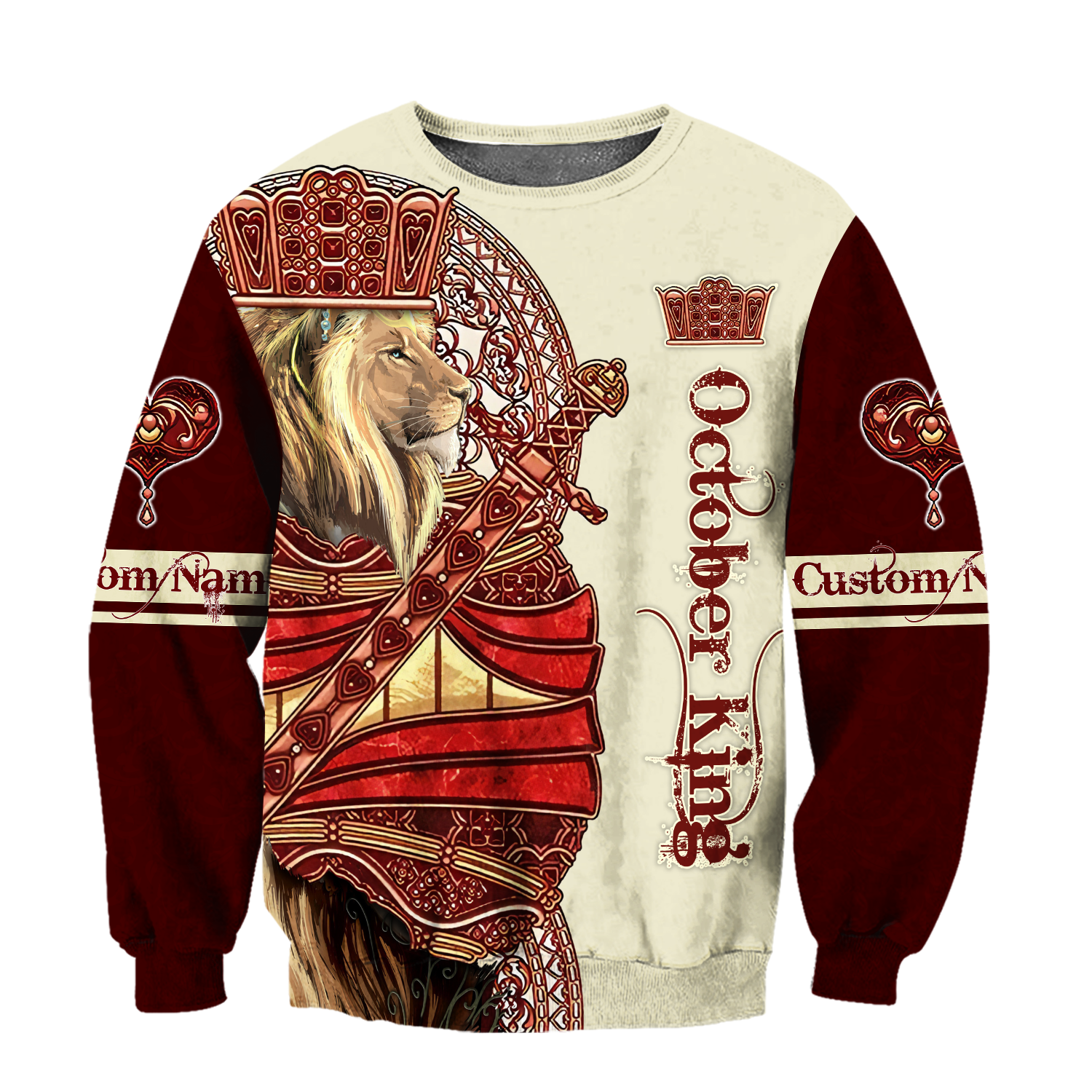 Custom Name October King Lion  3D All Over Printed Unisex Shirts