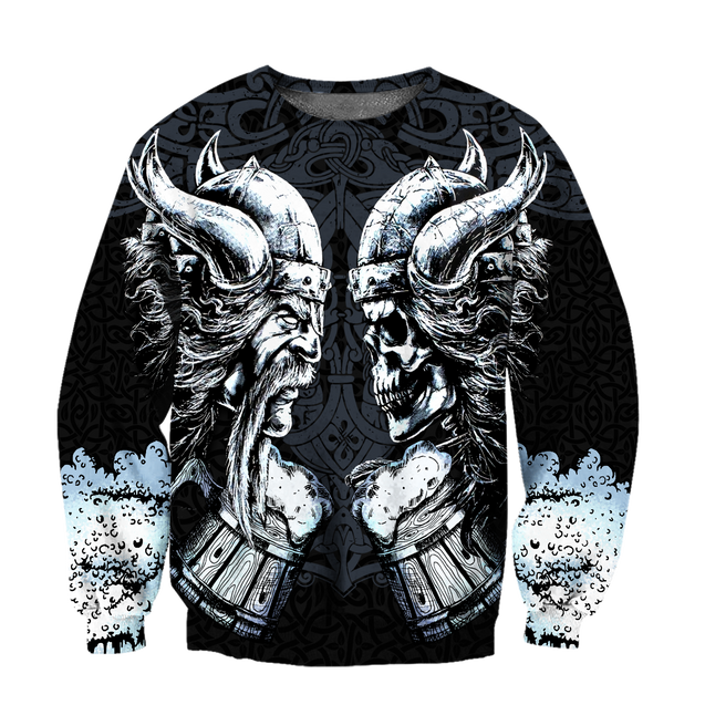 Love beer skull & viking 3D all over printed for man and women-Apparel-PL8386-Sweatshirt-S-Vibe Cosy™