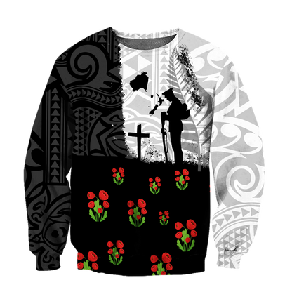 Anzac day new zealand australia lest we forget 3d all over printed shirt and short for man and women-Apparel-PL8386-Sweatshirt-S-Vibe Cosy™