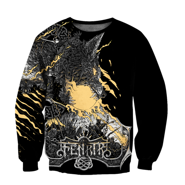 Fenrir Wolf Viking All Over Printed Unisex Deluxe Hoodie ML