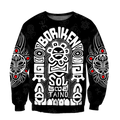 Puerto Rico White Symbol Sol Taino On Black Shirt QB06232002-Apparel-TQH-SweatShirts-S-Vibe Cosy™