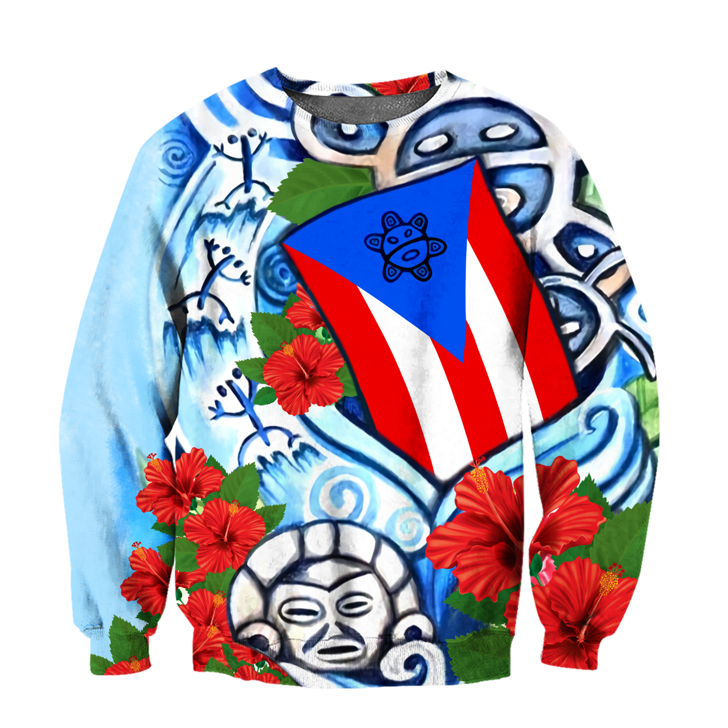Puerto Rico Sol Taino Art Painting Shirt QB06202004-Apparel-TQH-SweatShirts-S-Vibe Cosy™